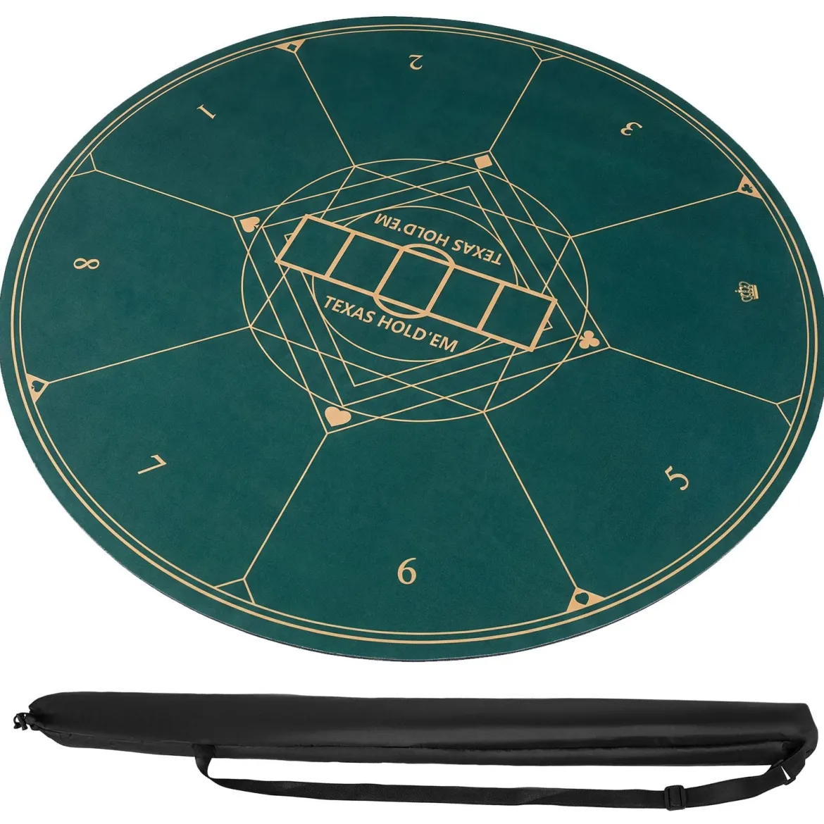 Ø100 cm Runde Pokermatte mit Tragetasche Faltbare Pokerauflage mit Rutschfester Gummibasis
