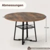 Ø120 cm Runder Küchentisch für 4 Personen Esstisch mit Offener Ablage Esszimmertisch Braun