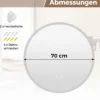 Ø70 cm Runder Spiegel mit Beleuchtung & Anti-Beschlag Wandspiegel mit 3 Lichtfarben