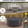 Ø 213 cm Runde Terrassenmöbel-Abdeckung mit Lüftungsschlitzen & Schnallen & Kordeln Schwarz