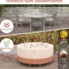 Ø 183 cm Runde Terrassenmöbel-Abdeckung mit Lüftungsschlitzen & Schnallen & Kordeln Beige
