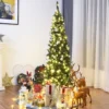 200 cm Schmaler Weihnachtsbaum mit Warmweißen LEDs Künstlicher Tannenbaum Grün