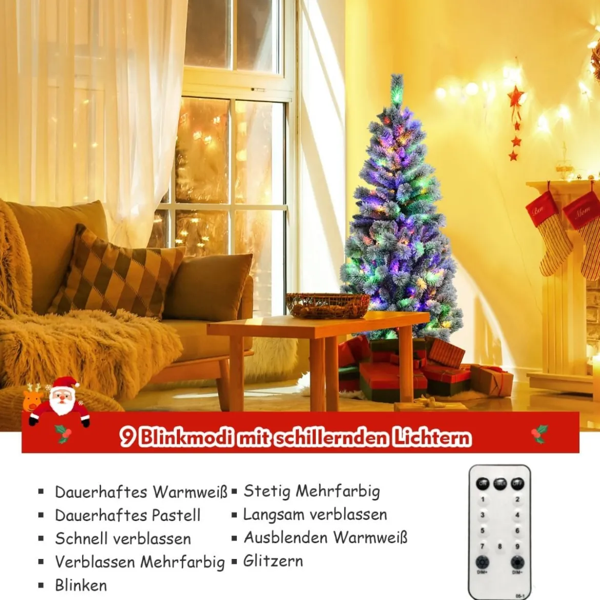 150 cm schneebedeckter Weihnachtsbaum beleuchteter künstlicher Weihnachtsbaum Weiß + Grün