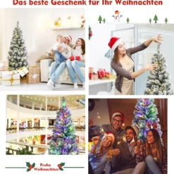 150 cm schneebedeckter Weihnachtsbaum beleuchteter künstlicher Weihnachtsbaum Weiß + Grün
