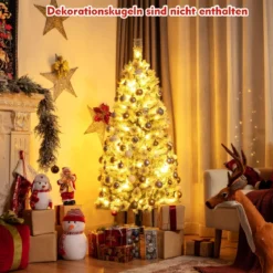 150 cm schneebedeckter Weihnachtsbaum beleuchteter künstlicher Weihnachtsbaum Weiß + Grün