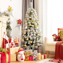 150 cm schneebedeckter Weihnachtsbaum beleuchteter künstlicher Weihnachtsbaum Weiß + Grün