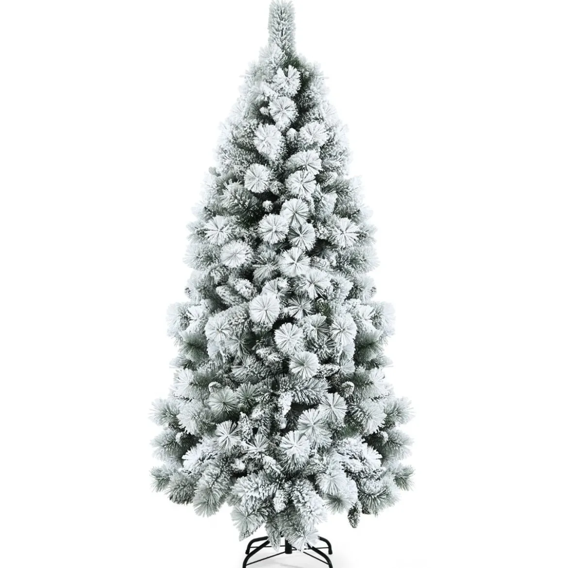 180 cm Schneebedeckter Weihnachtsbaum Künstlicher Christbaum mit Metallständer für Festtag Weiß