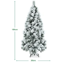 180 cm Schneebedeckter Weihnachtsbaum Künstlicher Christbaum mit Metallständer für Festtag Weiß