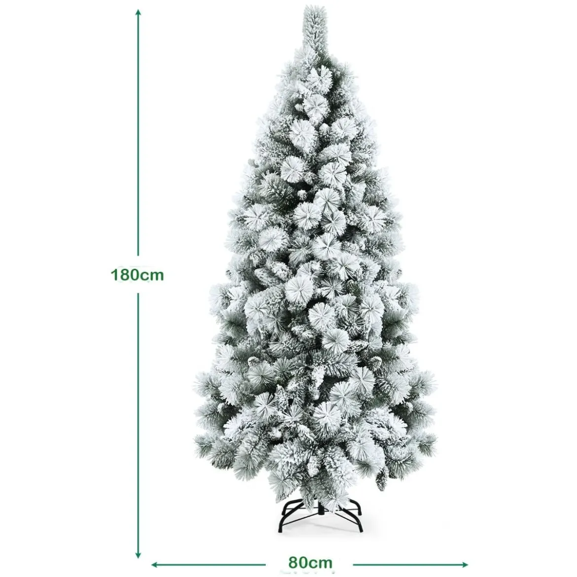 180 cm Schneebedeckter Weihnachtsbaum Künstlicher Christbaum mit Metallständer für Festtag Weiß