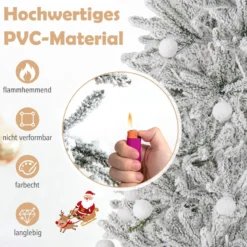 180 cm Schnee-beflockter Künstlicher Weihnachtsbaum mit 51 Kugellampen 250 Warmweißen LED-Lichtern 637 Zweigspitzen