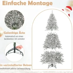 180 cm Schnee-beflockter Künstlicher Weihnachtsbaum mit 51 Kugellampen 250 Warmweißen LED-Lichtern 637 Zweigspitzen
