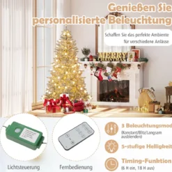 180 cm Schnee-beflockter Künstlicher Weihnachtsbaum mit 51 Kugellampen 250 Warmweißen LED-Lichtern 637 Zweigspitzen