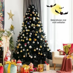 225 cm schwarzer künstlicher Weihnachtsbaum mit 1749 PVC Zweigen und Metallständer Tannenbaum