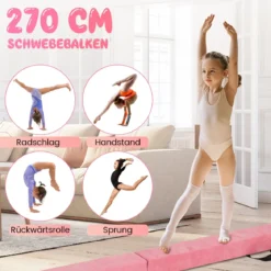 270 cm Schwebebalken Kinder Balancierbalken klappbar Gymnastikbalken mit Tragegriff