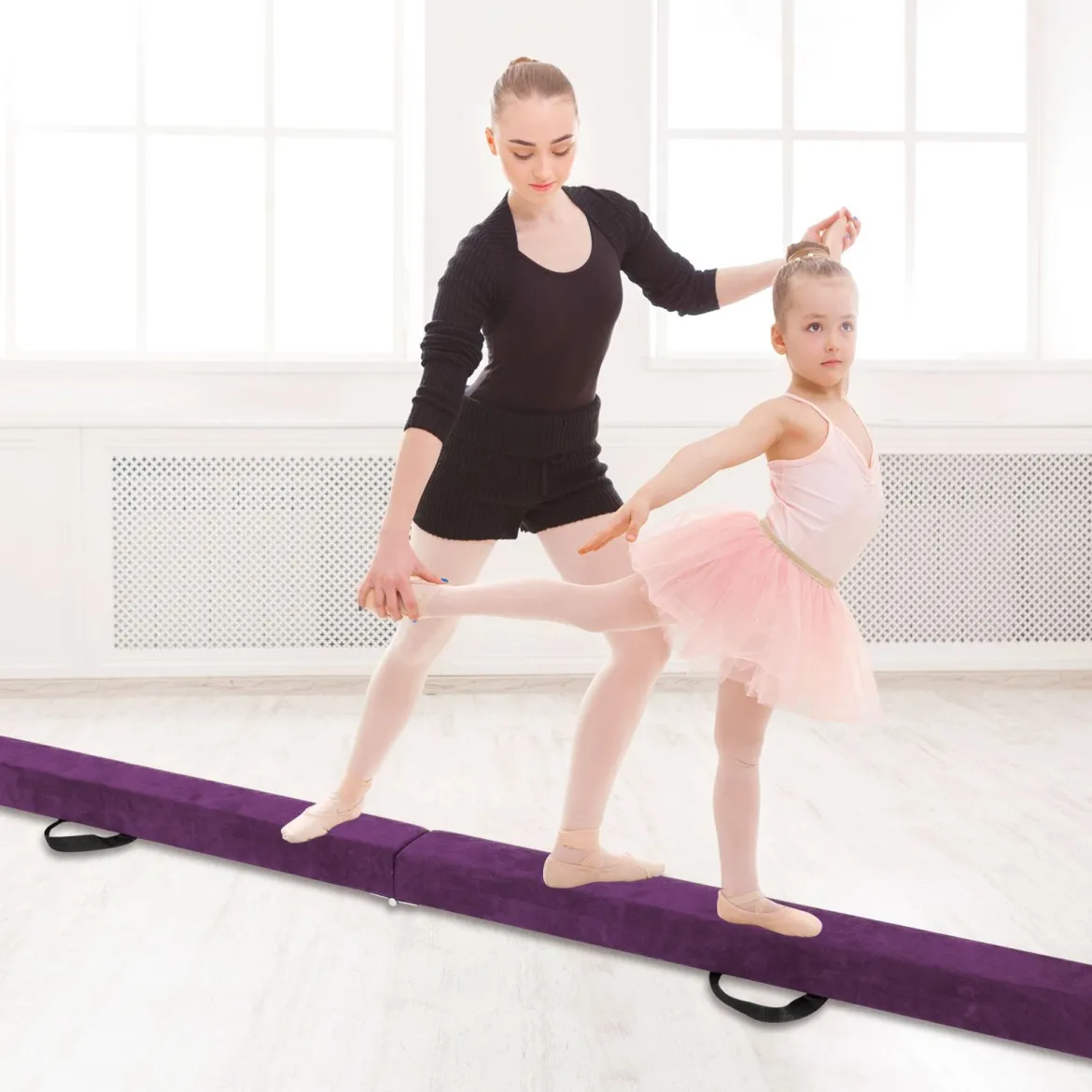 270 cm Schwebebalken Kinder Balancierbalken klappbar Gymnastikbalken mit Tragegriff