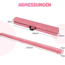 270 cm Schwebebalken Kinder Balancierbalken klappbar Gymnastikbalken mit Tragegriff