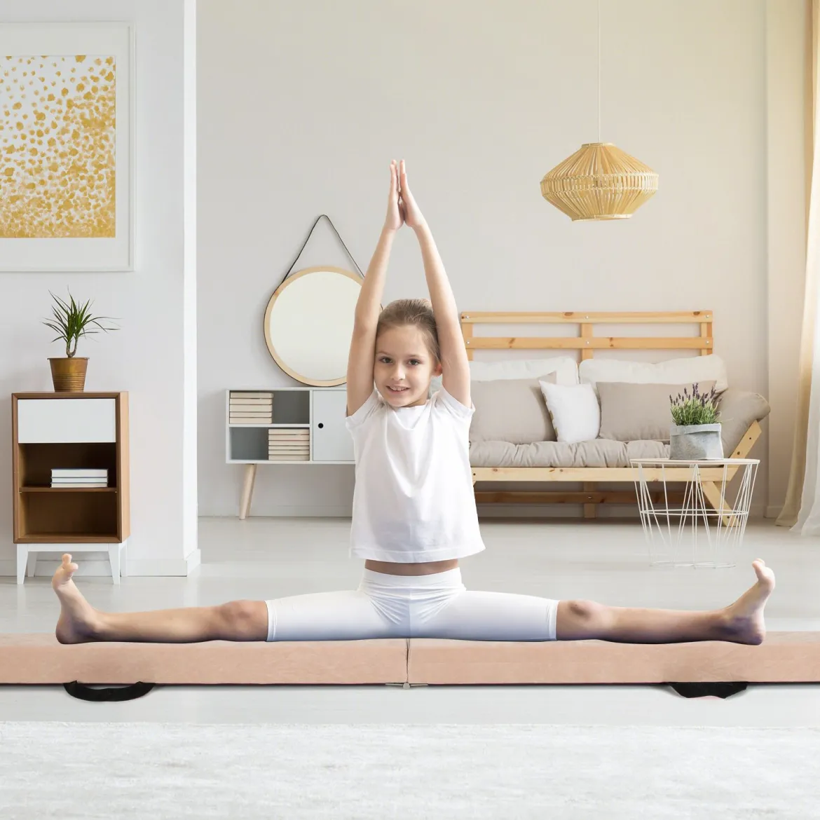 270 cm Schwebebalken Kinder Balancierbalken klappbar Gymnastikbalken mit Tragegriff