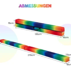 270 cm Schwebebalken Kinder Balancierbalken klappbar Gymnastikbalken mit Tragegriff