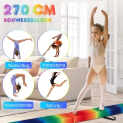270 cm Schwebebalken Kinder Balancierbalken klappbar Gymnastikbalken mit Tragegriff