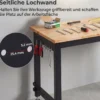 122 cm Schwerlast Werkbank Höhenverstellbarer Arbeitstisch mit Metallrahmen Lochwand & Steckdose