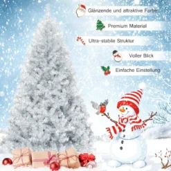 180 cm Silber Künstlicher Klappbarer Weihnachtsbaum mit Silberglitter & Metallständer
