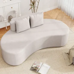 199 cm Sofa mit 2 Kissen & Niedriger Rückenlehne Gepolstertes Schlafsofa Couch Grau