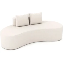 199 cm Sofa mit 2 Kissen & Niedriger Rückenlehne Gepolstertes Schlafsofa Couch Beige