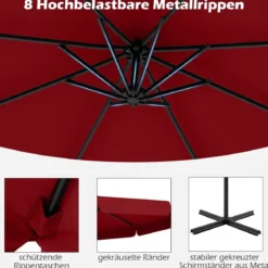 Ø300 cm Sonnenschirm inkl. Schutzhülle & Kurbel & Volant Ampelschirm Gartenschirm Marktschirm