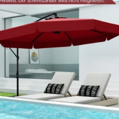 Ø300 cm Sonnenschirm inkl. Schutzhülle & Kurbel & Volant Ampelschirm Gartenschirm Marktschirm