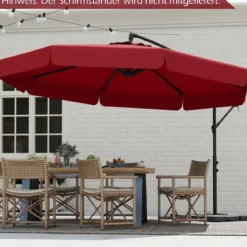 Ø300 cm Sonnenschirm inkl. Schutzhülle & Kurbel & Volant Ampelschirm Gartenschirm Marktschirm