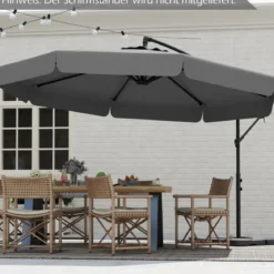 Ø300 cm Sonnenschirm inkl. Schutzhülle & Kurbel & Volant Ampelschirm Gartenschirm Marktschirm