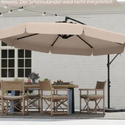 Ø300 cm Sonnenschirm inkl. Schutzhülle & Kurbel & Volant Ampelschirm Gartenschirm Marktschirm