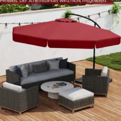 Ø300 cm Sonnenschirm inkl. Schutzhülle & Kurbel & Volant Ampelschirm Gartenschirm Marktschirm
