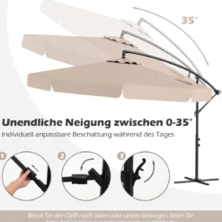 Ø300 cm Sonnenschirm inkl. Schutzhülle & Kurbel & Volant Ampelschirm Gartenschirm Marktschirm