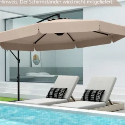 Ø300 cm Sonnenschirm inkl. Schutzhülle & Kurbel & Volant Ampelschirm Gartenschirm Marktschirm