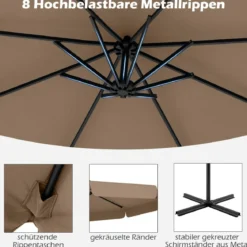 Ø300 cm Sonnenschirm inkl. Schutzhülle & Kurbel & Volant Ampelschirm Gartenschirm Marktschirm