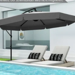 Ø300 cm Sonnenschirm inkl. Schutzhülle & Kurbel & Volant Ampelschirm Gartenschirm Marktschirm