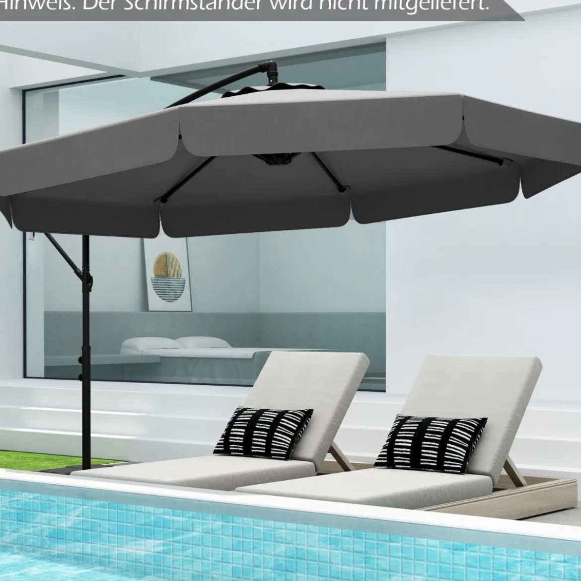 Ø300 cm Sonnenschirm inkl. Schutzhülle & Kurbel & Volant Ampelschirm Gartenschirm Marktschirm