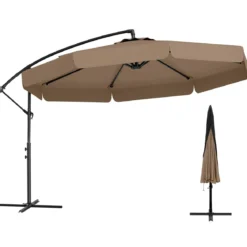 Ø300 cm Sonnenschirm inkl. Schutzhülle & Kurbel & Volant Ampelschirm Gartenschirm Marktschirm