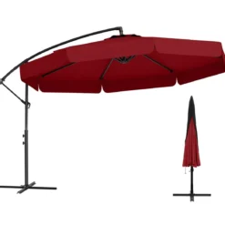 Ø300 cm Sonnenschirm inkl. Schutzhülle & Kurbel & Volant Ampelschirm Gartenschirm Marktschirm