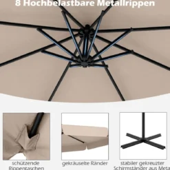 Ø300 cm Sonnenschirm inkl. Schutzhülle & Kurbel & Volant Ampelschirm Gartenschirm Marktschirm