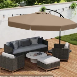 Ø300 cm Sonnenschirm inkl. Schutzhülle & Kurbel & Volant Ampelschirm Gartenschirm Marktschirm