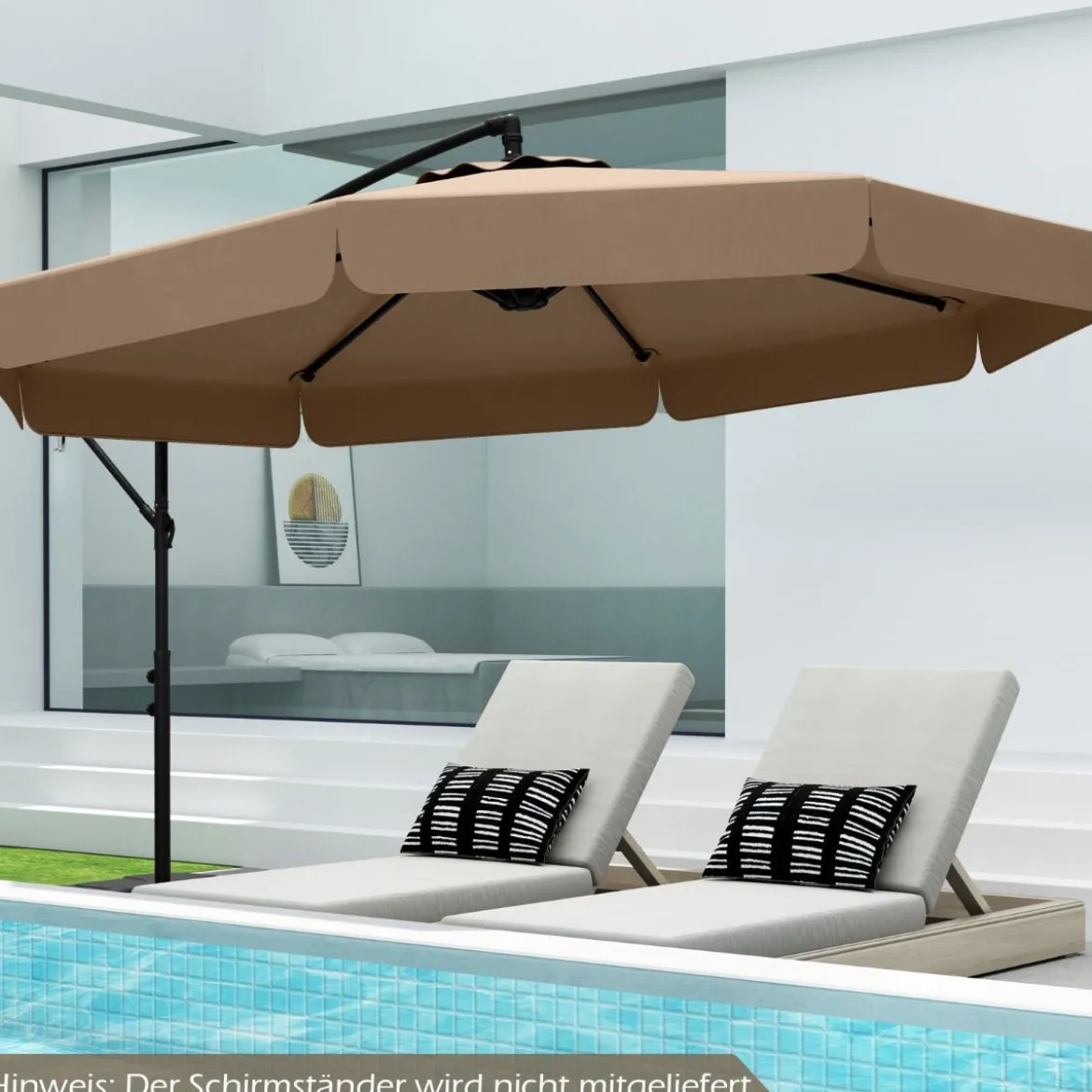 Ø300 cm Sonnenschirm inkl. Schutzhülle & Kurbel & Volant Ampelschirm Gartenschirm Marktschirm