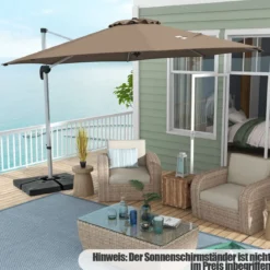 Ø 330 cm Sonnenschirm mit Kurbel & UPF 50+ um 360° Drehbarer Ampelschirm Gartenschirm