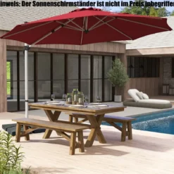 Ø 330 cm Sonnenschirm mit Kurbel & UPF 50+ um 360° Drehbarer Ampelschirm Gartenschirm
