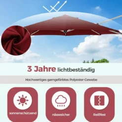 Ø 330 cm Sonnenschirm mit Kurbel & UPF 50+ um 360° Drehbarer Ampelschirm Gartenschirm