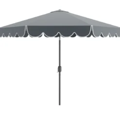 Ø300 cm Sonnenschirm mit Kurbel & Volant Gartenschirm Beidseitig um 30° Knickbar Beige/Braun/Rot