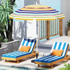 179 cm Sonnenschirm Strand Strandschirm mit Erdspieß & Tragetasche windfest Gartenschirm