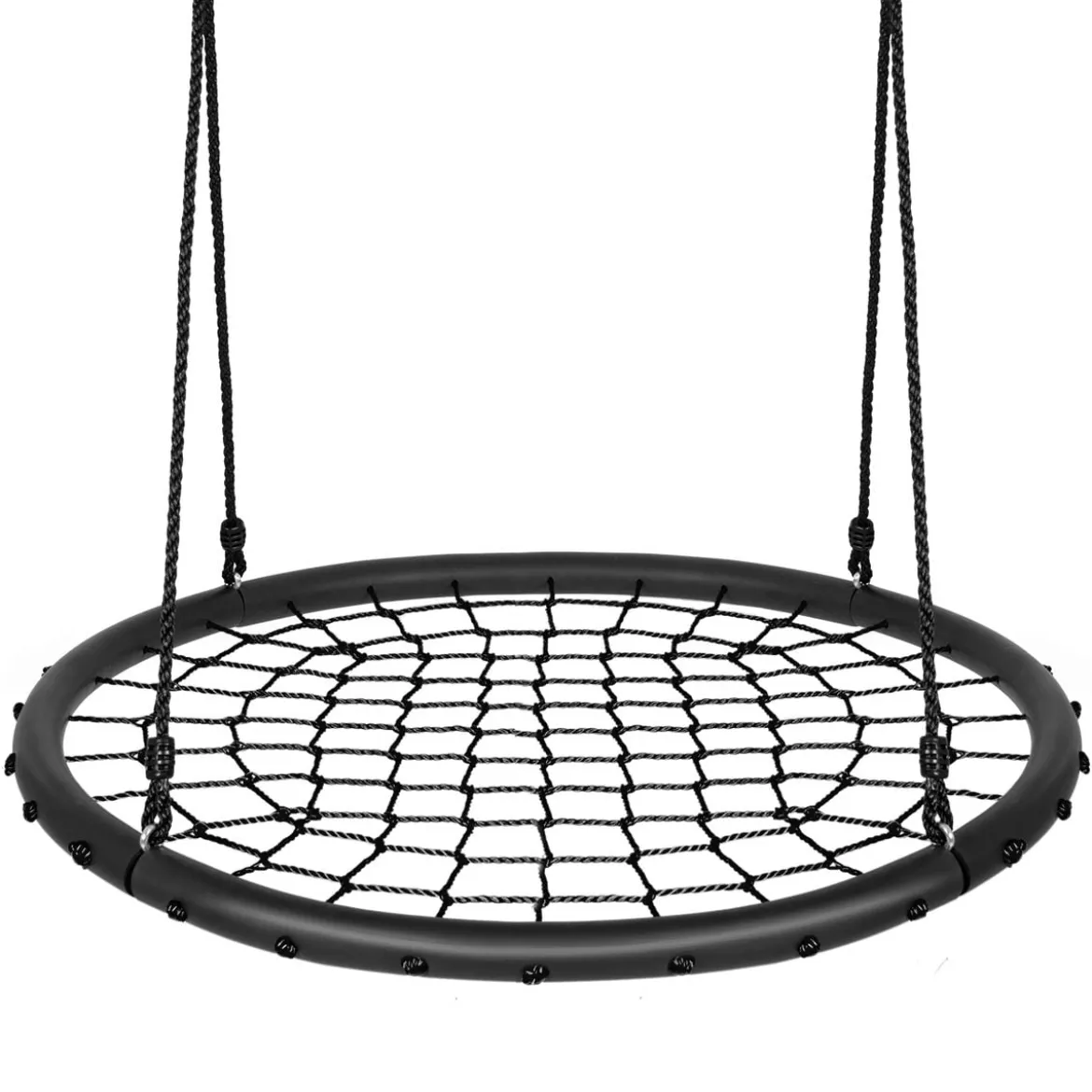 Ø100cm Spinnennetz Baumschaukel Nestschaukel mit verstellbaren Seilen und robustem Stahlrahmen Schwarz