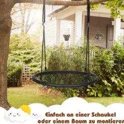 Ø100cm Spinnennetz Baumschaukel Nestschaukel mit verstellbaren Seilen und robustem Stahlrahmen Schwarz